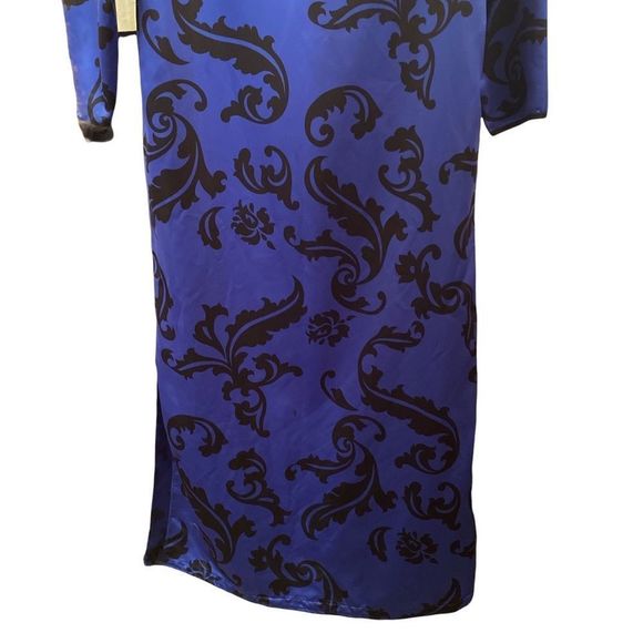 Vintage Oscar de la Renta for Swirl Royal Blue Black Cowl Neck Kaftan - Picture 8 of 9